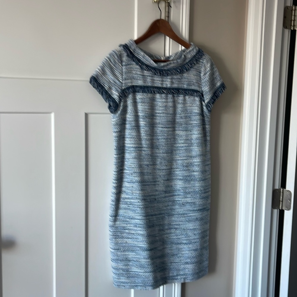 Beautiful tweed dress with short sleeves.
